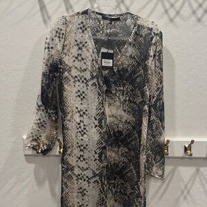 Zara Snakeskin Patterned Dress with Long Sleeves